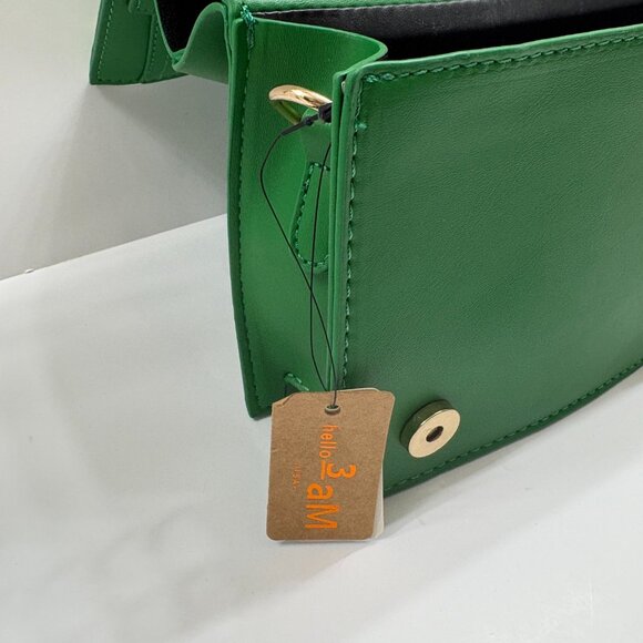 Jacket Shaped Crossbody Bag/ Faux Fur & Leather Coat Purse - Green - NWT - Picture 8 of 9